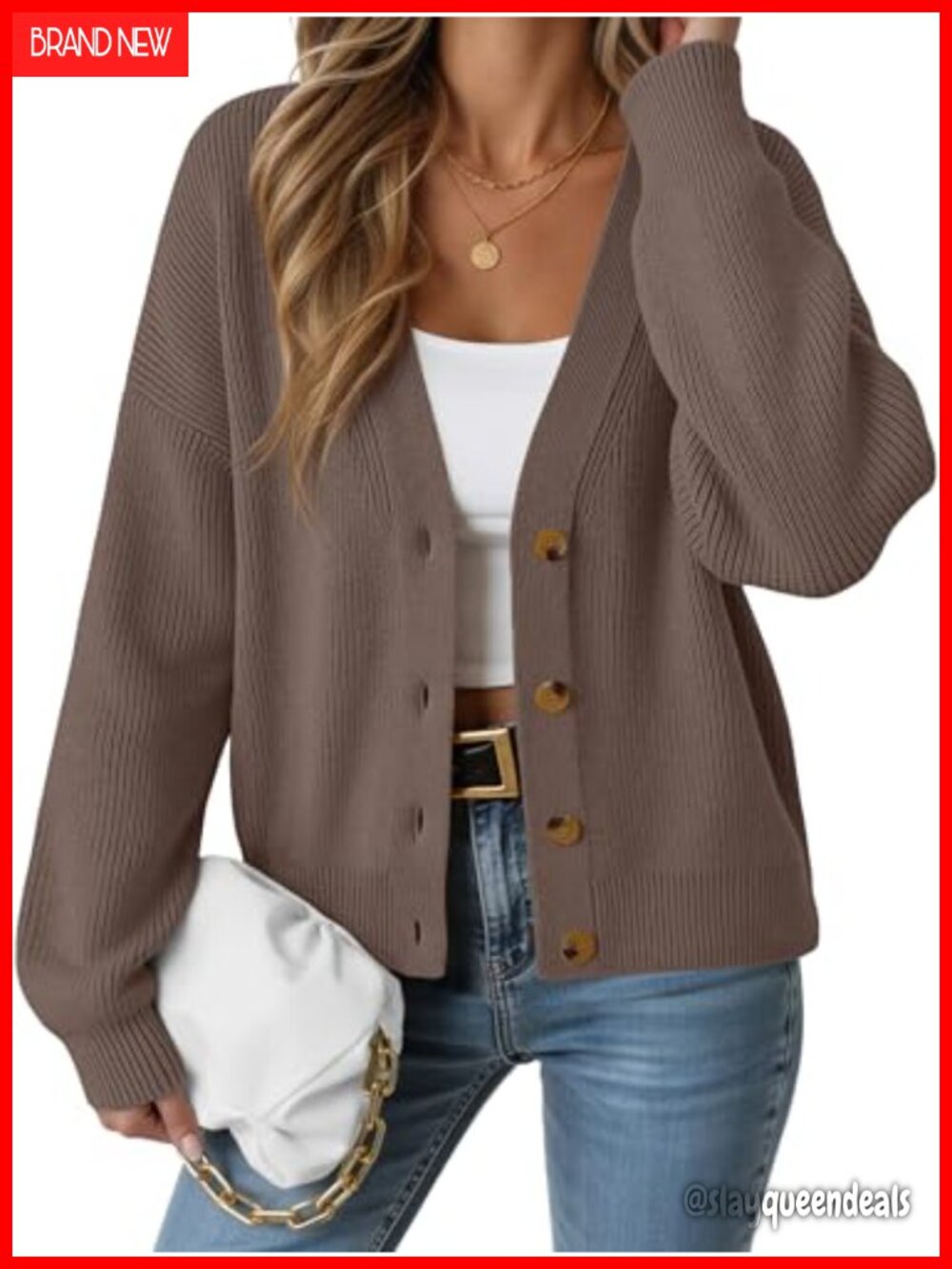 Oversized Button Down Cardigan Sweater Women Loose V Neck Knit